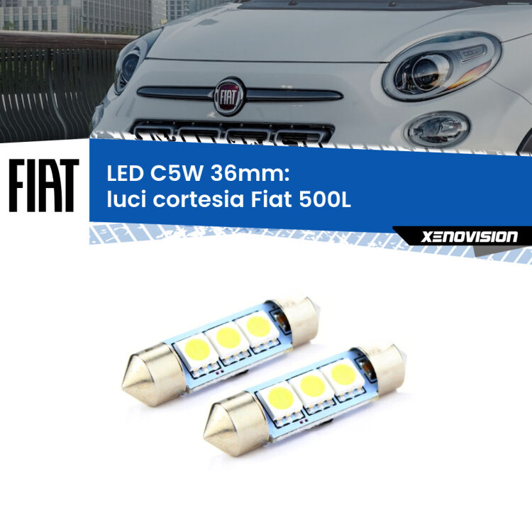 0 Luci Cortesia LED c5w 36mm Fiat 500L 2012 - 2018 (Coppia) <strong>Luci Cortesia LED per Fiat 500L</strong> 2012 - 2018. Coppia lampade <strong>C5W</strong> 36mm estremamente longeve.