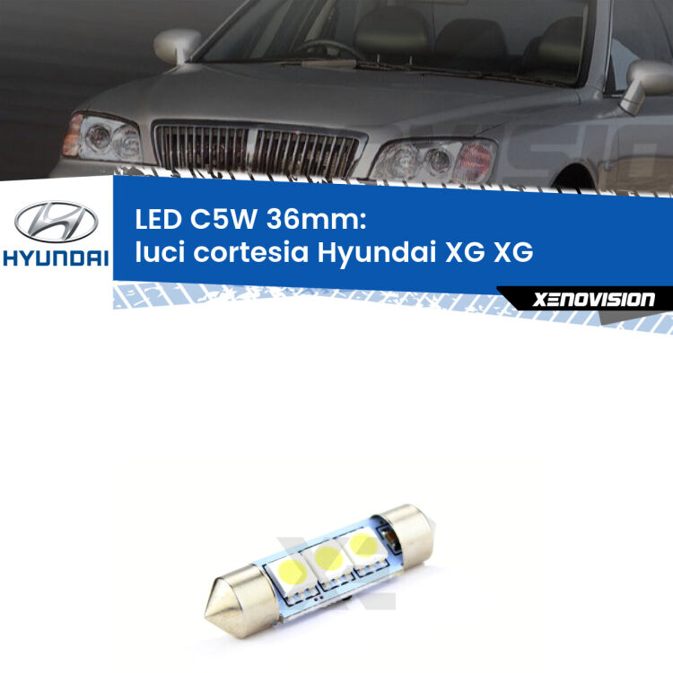LED Luci Cortesia Hyundai XG XG 1998 - 2005. Una lampadina led innesto C5W 36mm canbus estremamente longeva.