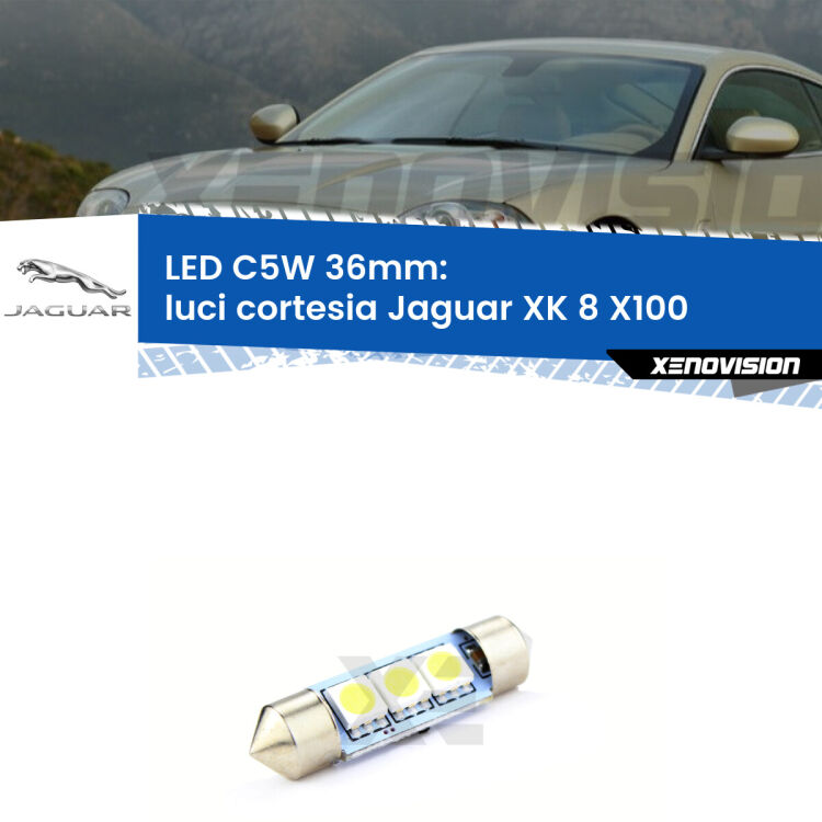 LED Luci Cortesia Jaguar XK 8 X100 1996 - 2005. Una lampadina led innesto C5W 36mm canbus estremamente longeva.