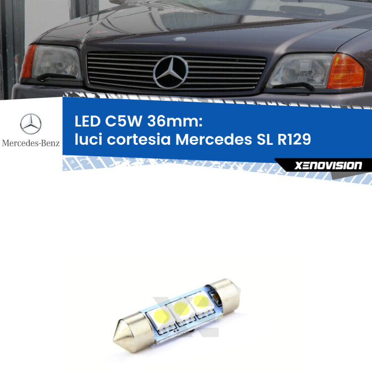 LED Luci Cortesia Mercedes SL R129 1989 - 2001. Una lampadina led innesto C5W 36mm canbus estremamente longeva.