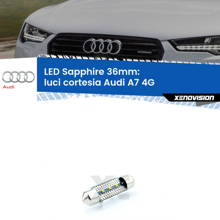 <strong>LED luci cortesia 36mm per Audi A7</strong> 4G 2010 - 2018. Lampade <strong>c5W</strong> modello Sapphire Xenovision con chip led Philips.