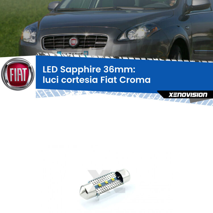 <strong>LED luci cortesia 36mm per Fiat Croma</strong>  posteriori. Lampade <strong>c5W</strong> modello Sapphire Xenovision con chip led Philips.