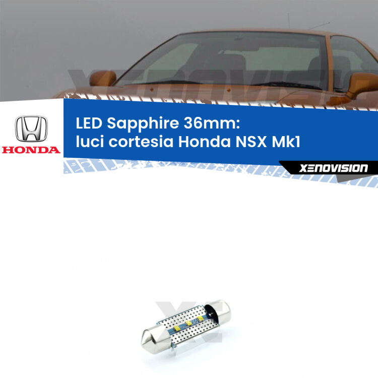 <strong>LED luci cortesia 36mm per Honda NSX</strong> Mk1 1990 - 2005. Lampade <strong>c5W</strong> modello Sapphire Xenovision con chip led Philips.