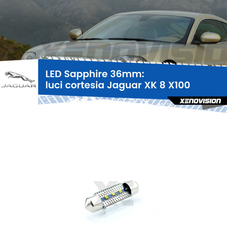 <strong>LED luci cortesia 36mm per Jaguar XK 8</strong> X100 1996 - 2005. Lampade <strong>c5W</strong> modello Sapphire Xenovision con chip led Philips.