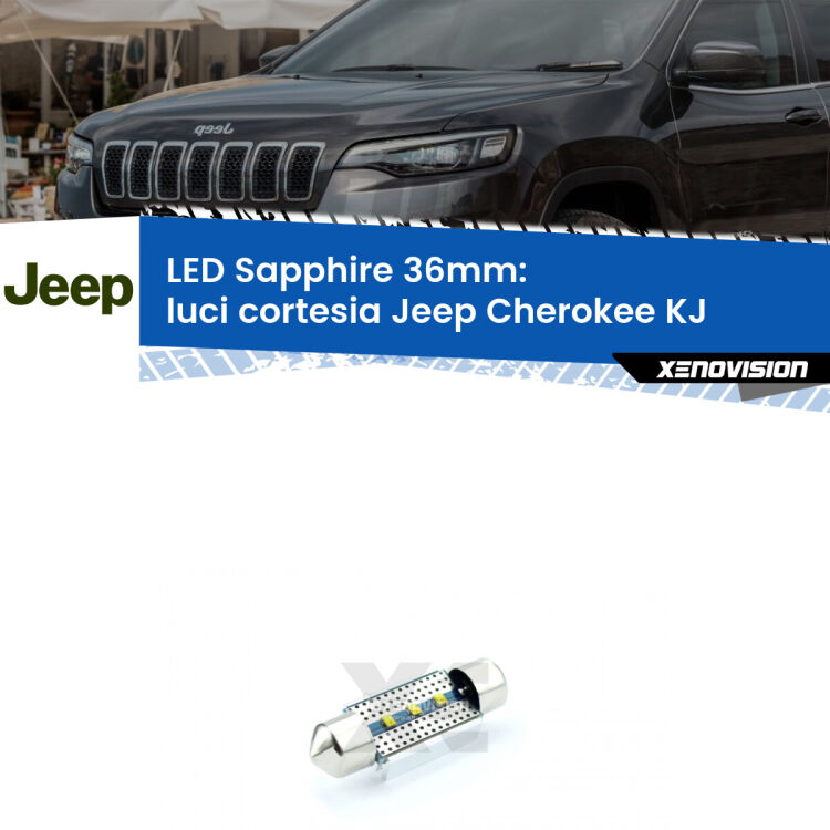 <strong>LED luci cortesia 36mm per Jeep Cherokee</strong> KJ 2002 - 2007. Lampade <strong>c5W</strong> modello Sapphire Xenovision con chip led Philips.