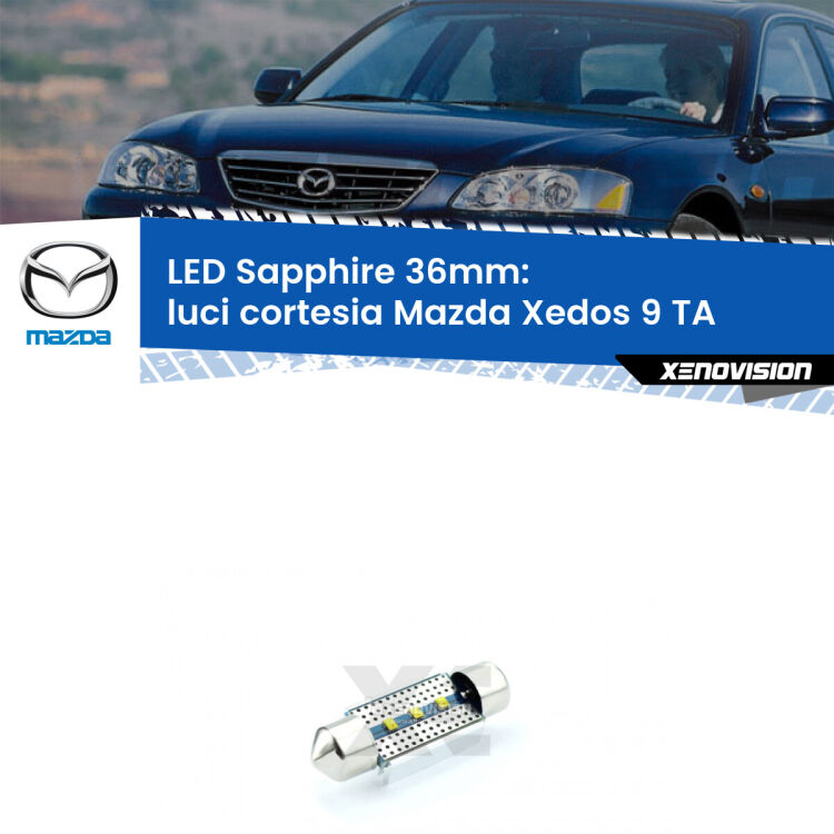 <strong>LED luci cortesia 36mm per Mazda Xedos 9</strong> TA 1993 - 2002. Lampade <strong>c5W</strong> modello Sapphire Xenovision con chip led Philips.