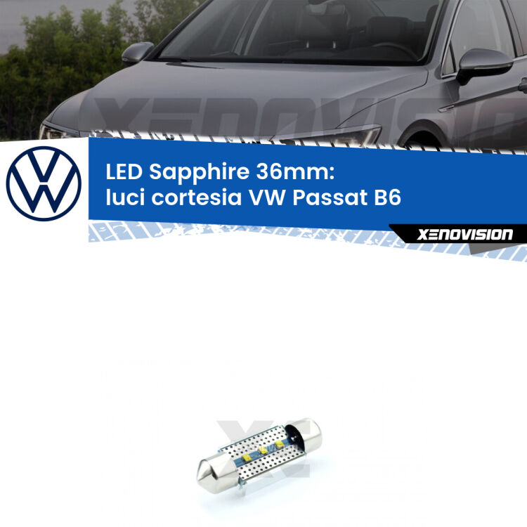 <strong>LED luci cortesia 36mm per VW Passat</strong> B6 2005 - 2010. Lampade <strong>c5W</strong> modello Sapphire Xenovision con chip led Philips.