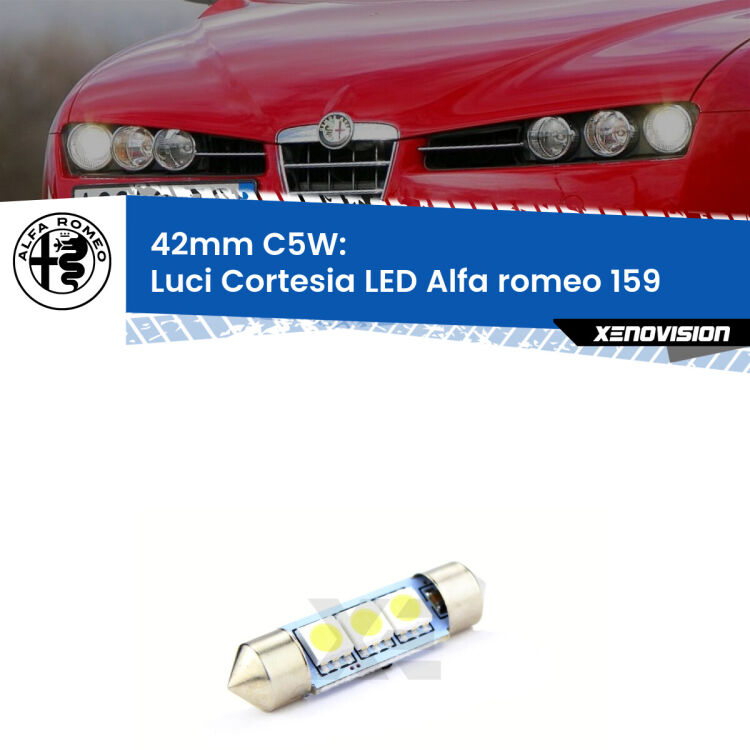 Lampadina eccezionalmente duratura, canbus e luminosa. C5W 42mm perfetto per Luci Cortesia LED Alfa romeo 159  2005 - 2012<br />.