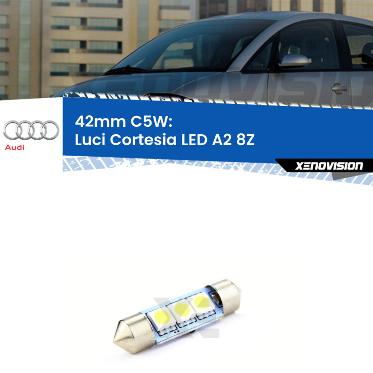 Lampadina eccezionalmente duratura, canbus e luminosa. C5W 42mm perfetto per Luci Cortesia LED Audi A2 (8Z) 2000 - 2005<br />.