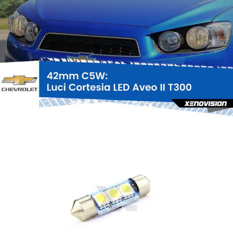 Lampadina eccezionalmente duratura, canbus e luminosa. C5W 42mm perfetto per Luci Cortesia LED Chevrolet Aveo II (T300) 2011 - 2021<br />.