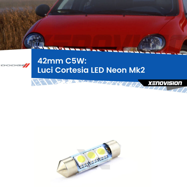 Lampadina eccezionalmente duratura, canbus e luminosa. C5W 42mm perfetto per Luci Cortesia LED Dodge Neon (Mk2) 1999 - 2005<br />.