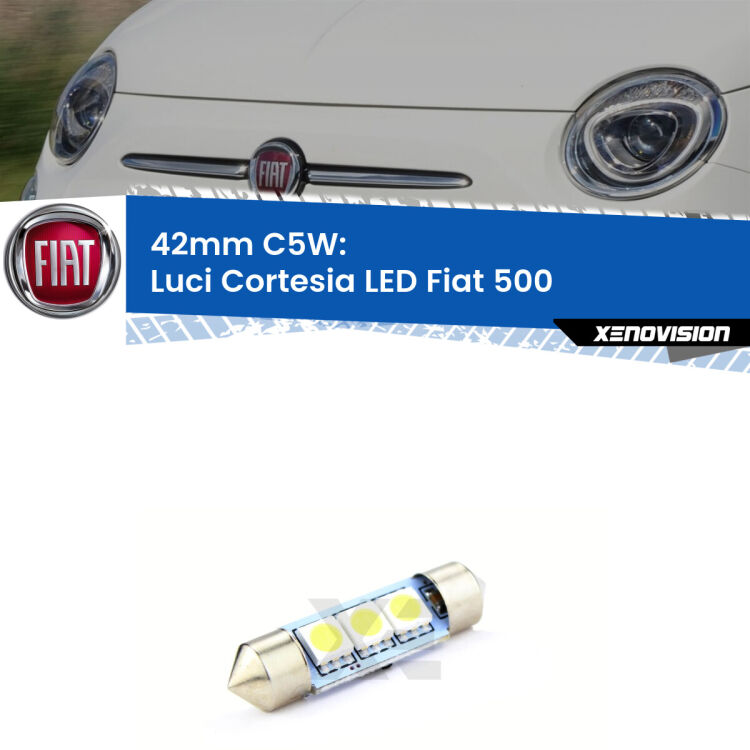 Lampadina eccezionalmente duratura, canbus e luminosa. C5W 42mm perfetto per Luci Cortesia LED Fiat 500  2007 - 2022<br />.