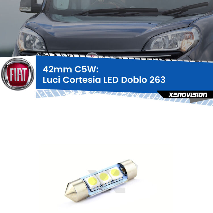 Lampadina eccezionalmente duratura, canbus e luminosa. C5W 42mm perfetto per Luci Cortesia LED Fiat Doblo (263) 2010 - 2016<br />.