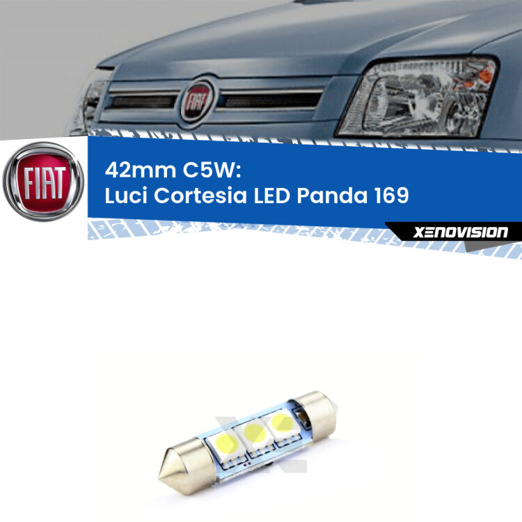 Lampadina eccezionalmente duratura, canbus e luminosa. C5W 42mm perfetto per Luci Cortesia LED Fiat Panda (169) 2003 - 2012<br />.