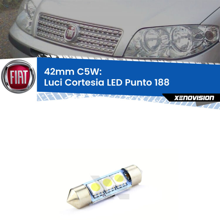 Lampadina eccezionalmente duratura, canbus e luminosa. C5W 42mm perfetto per Luci Cortesia LED Fiat Punto (188) 1999 - 2010<br />.