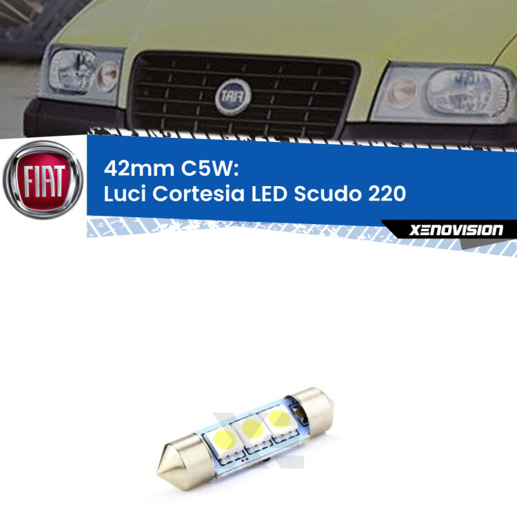 Lampadina eccezionalmente duratura, canbus e luminosa. C5W 42mm perfetto per Luci Cortesia LED Fiat Scudo (220) 1996 - 2006<br />.