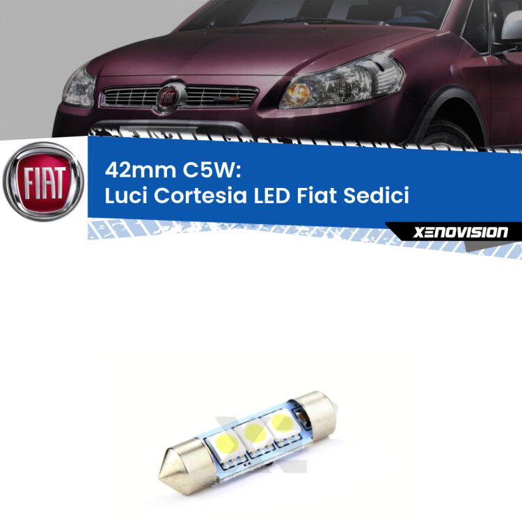 Lampadina eccezionalmente duratura, canbus e luminosa. C5W 42mm perfetto per Luci Cortesia LED Fiat Sedici  2006 - 2014<br />.