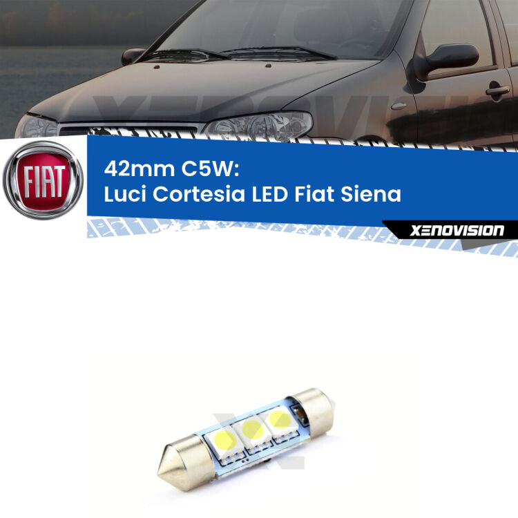Lampadina eccezionalmente duratura, canbus e luminosa. C5W 42mm perfetto per Luci Cortesia LED Fiat Siena  1996 - 2012<br />.
