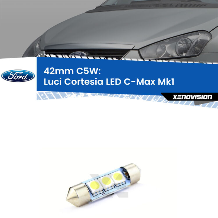 Lampadina eccezionalmente duratura, canbus e luminosa. C5W 42mm perfetto per Luci Cortesia LED Ford C-Max (Mk1) 2003 - 2010<br />.