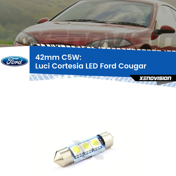 Lampadina eccezionalmente duratura, canbus e luminosa. C5W 42mm perfetto per Luci Cortesia LED Ford Cougar  1998 - 2001<br />.