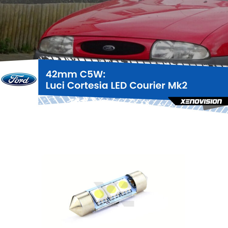 Lampadina eccezionalmente duratura, canbus e luminosa. C5W 42mm perfetto per Luci Cortesia LED Ford Courier (Mk2) 1996 - 2003<br />.