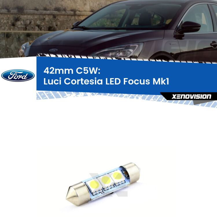 Lampadina eccezionalmente duratura, canbus e luminosa. C5W 42mm perfetto per Luci Cortesia LED Ford Focus (Mk1) 1998 - 2005<br />.