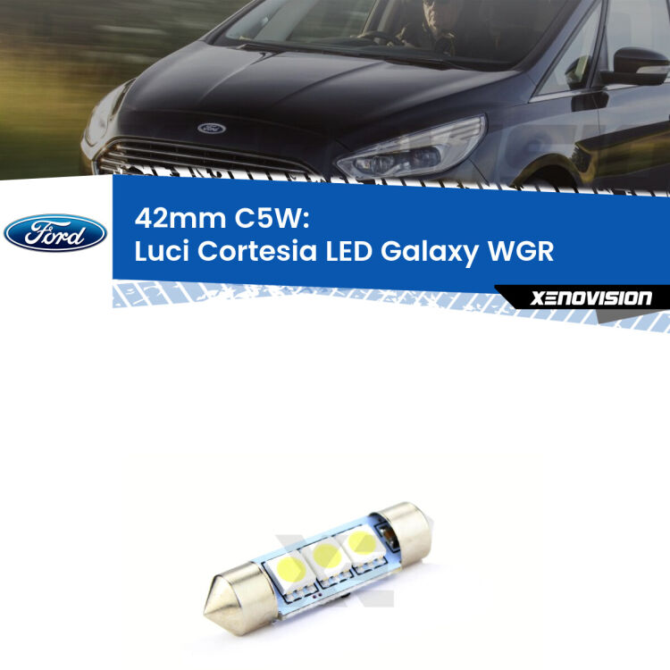 Lampadina eccezionalmente duratura, canbus e luminosa. C5W 42mm perfetto per Luci Cortesia LED Ford Galaxy (WGR) anteriori<br />.