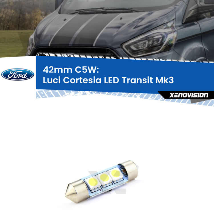 Lampadina eccezionalmente duratura, canbus e luminosa. C5W 42mm perfetto per Luci Cortesia LED Ford Transit (Mk3) 2000 - 2013<br />.