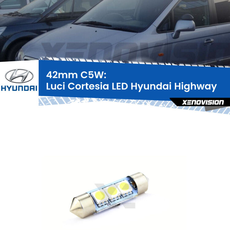 Lampadina eccezionalmente duratura, canbus e luminosa. C5W 42mm perfetto per Luci Cortesia LED Hyundai Highway  posteriori<br />.
