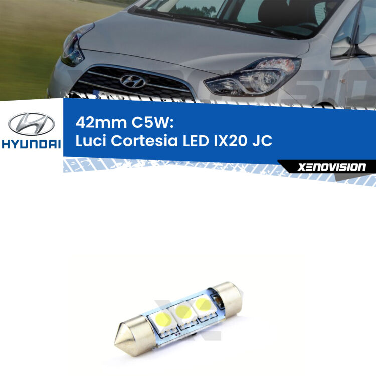 Lampadina eccezionalmente duratura, canbus e luminosa. C5W 42mm perfetto per Luci Cortesia LED Hyundai IX20 (JC) centrali<br />.