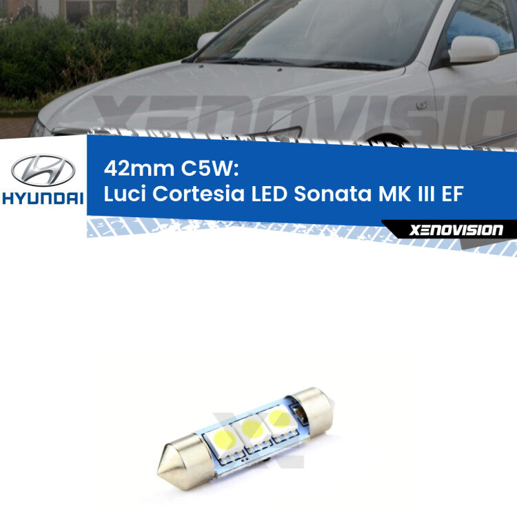 Lampadina eccezionalmente duratura, canbus e luminosa. C5W 42mm perfetto per Luci Cortesia LED Hyundai Sonata MK III (EF) 1998 - 2004<br />.