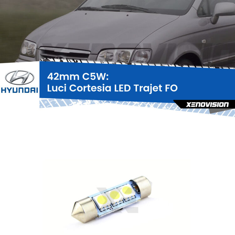 Lampadina eccezionalmente duratura, canbus e luminosa. C5W 42mm perfetto per Luci Cortesia LED Hyundai Trajet (FO) posteriori<br />.