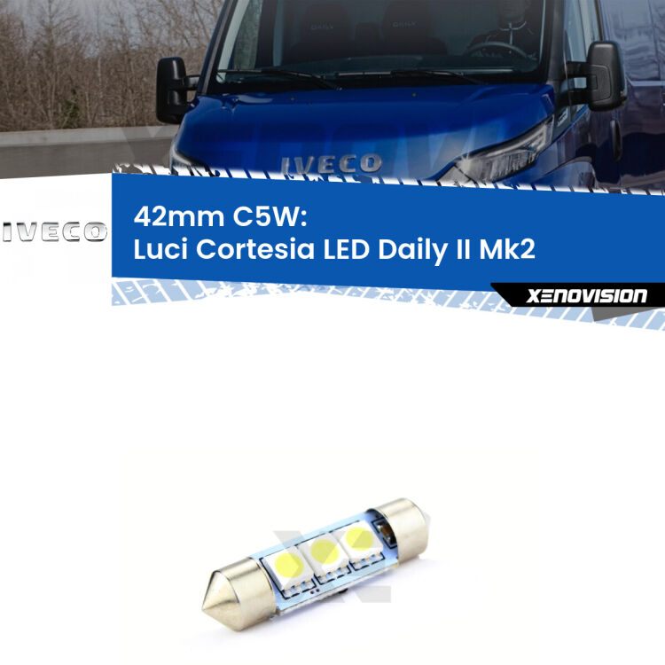 Lampadina eccezionalmente duratura, canbus e luminosa. C5W 42mm perfetto per Luci Cortesia LED Iveco Daily II (Mk2) 2006 - 2011<br />.