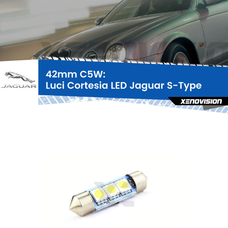Lampadina eccezionalmente duratura, canbus e luminosa. C5W 42mm perfetto per Luci Cortesia LED Jaguar S-Type  1999 - 2007<br />.