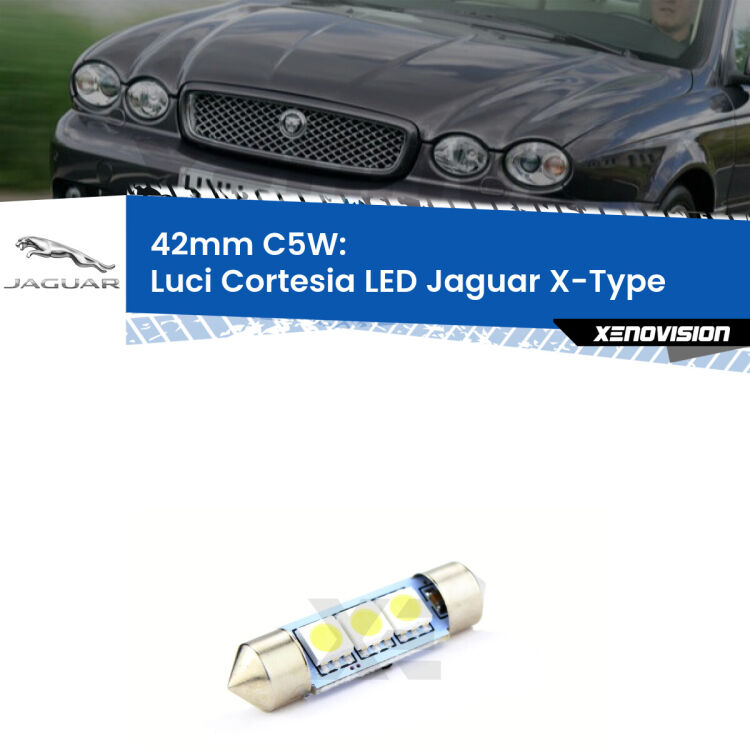 Lampadina eccezionalmente duratura, canbus e luminosa. C5W 42mm perfetto per Luci Cortesia LED Jaguar X-Type  2001 - 2009<br />.