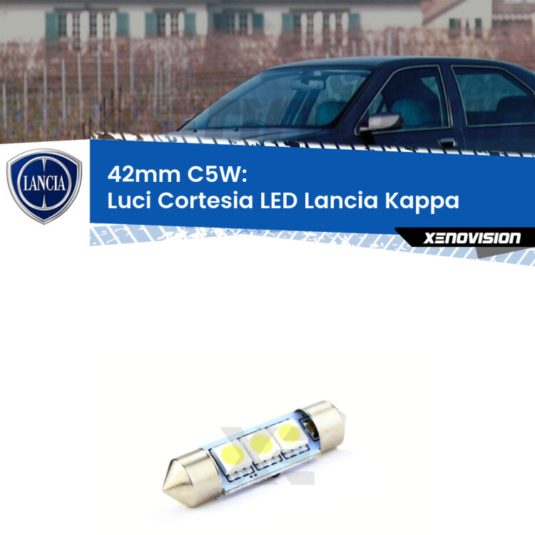 Lampadina eccezionalmente duratura, canbus e luminosa. C5W 42mm perfetto per Luci Cortesia LED Lancia Kappa  1994 - 2001<br />.