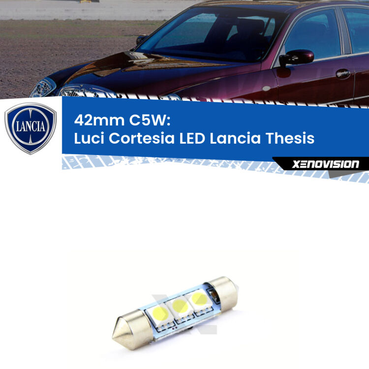 Lampadina eccezionalmente duratura, canbus e luminosa. C5W 42mm perfetto per Luci Cortesia LED Lancia Thesis  2002 - 2009<br />.