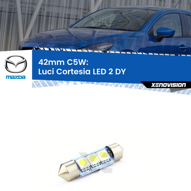 Lampadina eccezionalmente duratura, canbus e luminosa. C5W 42mm perfetto per Luci Cortesia LED Mazda 2 (DY) 2003 - 2007<br />.