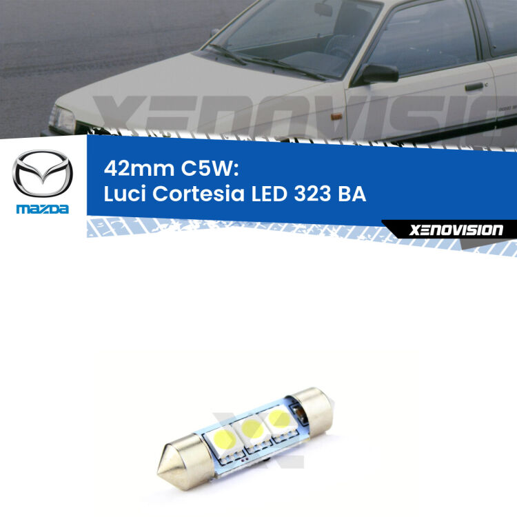 Lampadina eccezionalmente duratura, canbus e luminosa. C5W 42mm perfetto per Luci Cortesia LED Mazda 323 (BA) 1994 - 1998<br />.