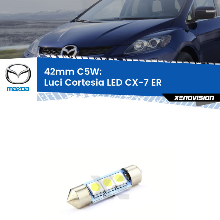 Lampadina eccezionalmente duratura, canbus e luminosa. C5W 42mm perfetto per Luci Cortesia LED Mazda CX-7 (ER) posteriori<br />.