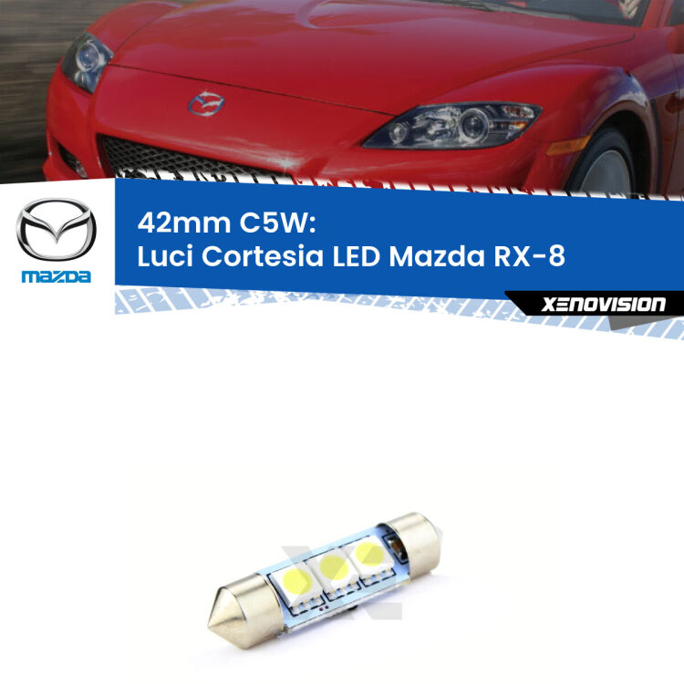 Lampadina eccezionalmente duratura, canbus e luminosa. C5W 42mm perfetto per Luci Cortesia LED Mazda RX-8  2003 - 2012<br />.