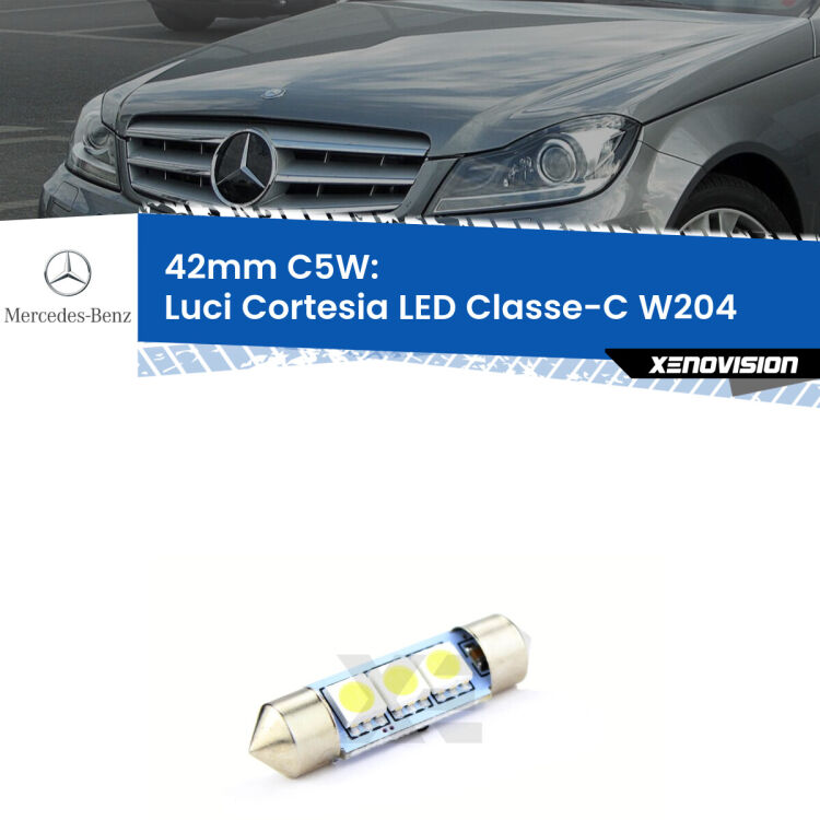 Lampadina eccezionalmente duratura, canbus e luminosa. C5W 42mm perfetto per Luci Cortesia LED Mercedes Classe-C (W204) posteriori<br />.