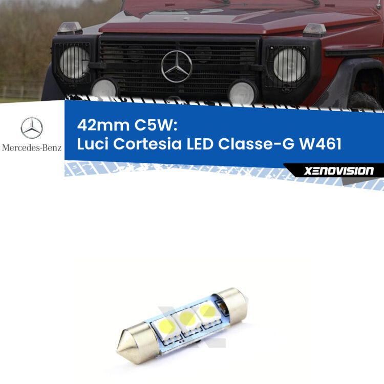 Lampadina eccezionalmente duratura, canbus e luminosa. C5W 42mm perfetto per Luci Cortesia LED Mercedes Classe-G (W461) 1990 - 2000<br />.