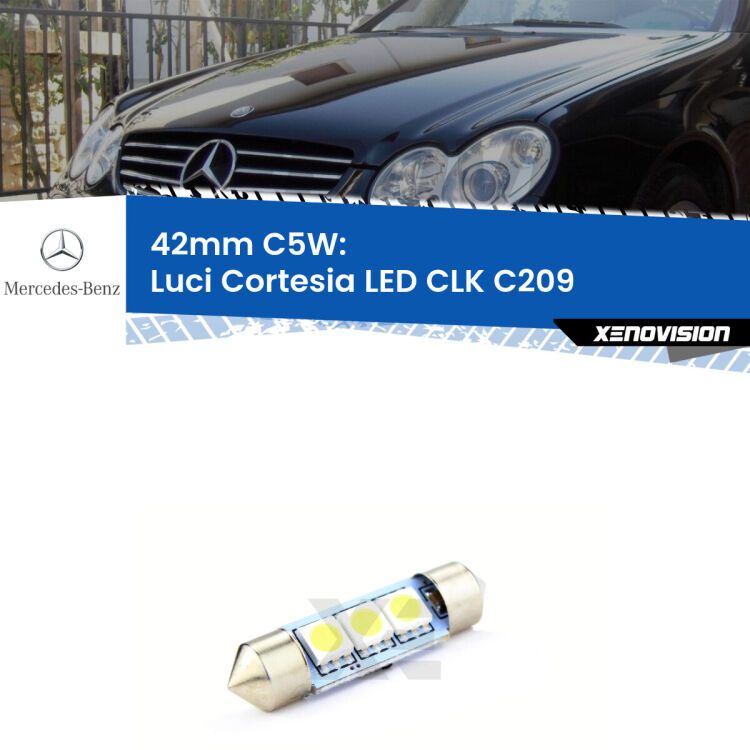 Lampadina eccezionalmente duratura, canbus e luminosa. C5W 42mm perfetto per Luci Cortesia LED Mercedes CLK (C209) 2002 - 2009<br />.
