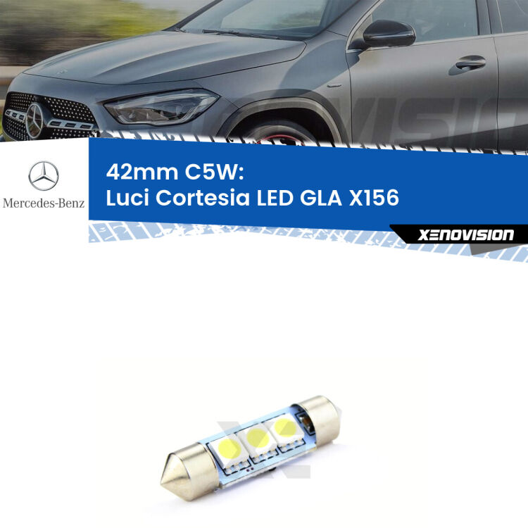 Lampadina eccezionalmente duratura, canbus e luminosa. C5W 42mm perfetto per Luci Cortesia LED Mercedes GLA (X156) posteriori<br />.