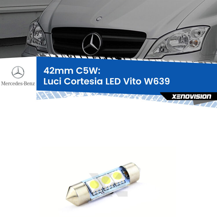 Lampadina eccezionalmente duratura, canbus e luminosa. C5W 42mm perfetto per Luci Cortesia LED Mercedes Vito (W639) 2003 - 2012<br />.