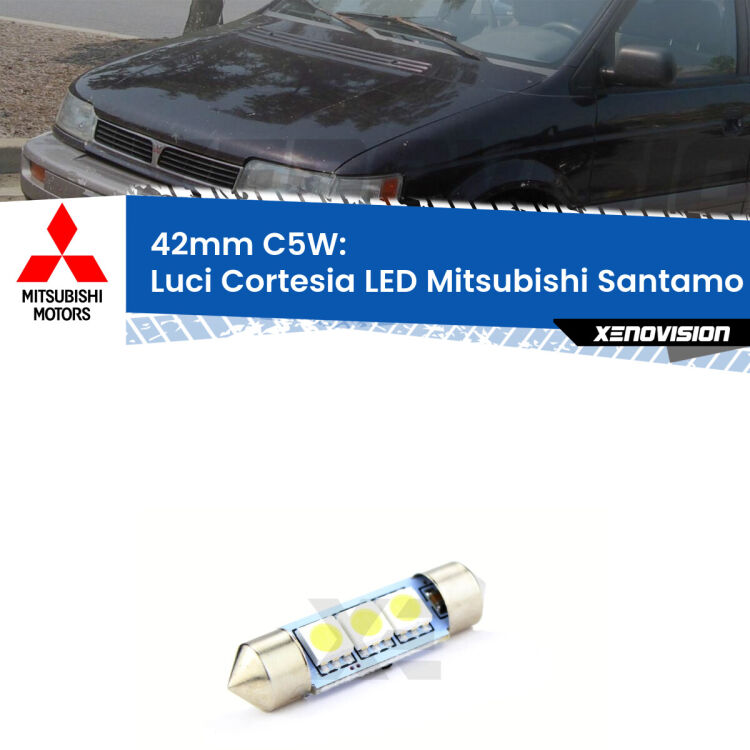 Lampadina eccezionalmente duratura, canbus e luminosa. C5W 42mm perfetto per Luci Cortesia LED Mitsubishi Santamo  1999 - 2004<br />.