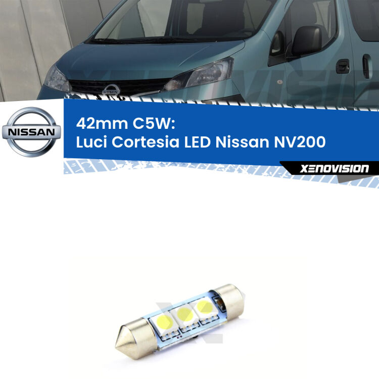 Lampadina eccezionalmente duratura, canbus e luminosa. C5W 42mm perfetto per Luci Cortesia LED Nissan NV200  2010 - 2019<br />.