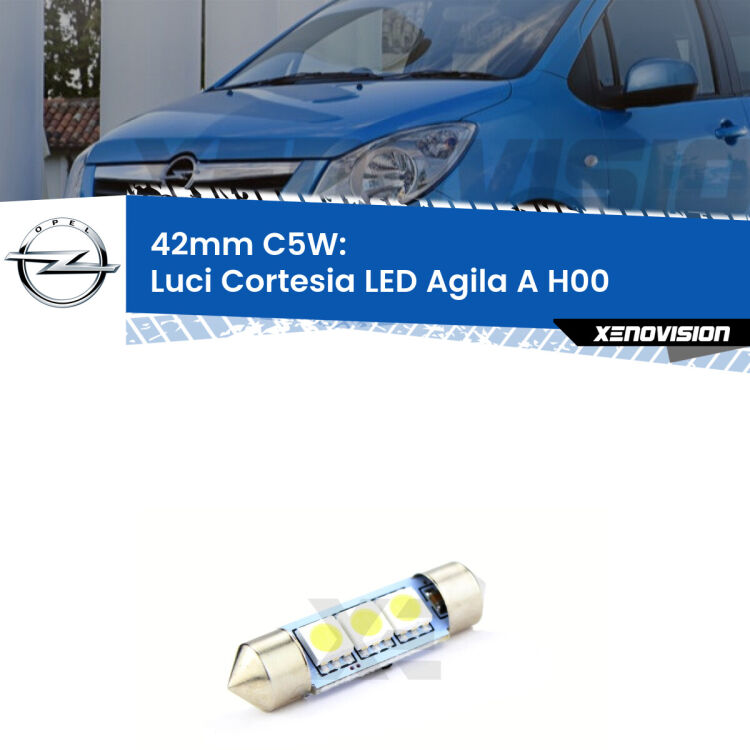 Lampadina eccezionalmente duratura, canbus e luminosa. C5W 42mm perfetto per Luci Cortesia LED Opel Agila A (H00) 2000 - 2007<br />.
