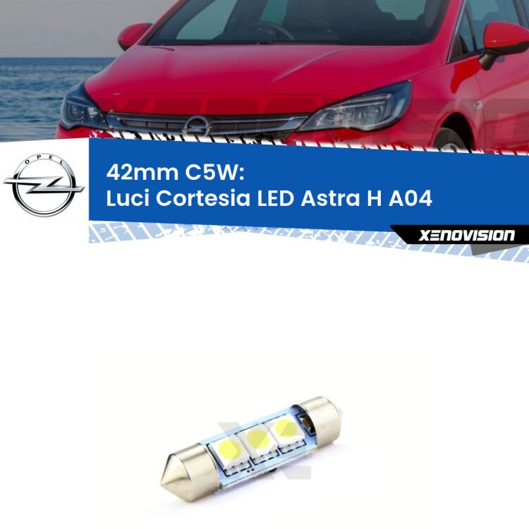 Lampadina eccezionalmente duratura, canbus e luminosa. C5W 42mm perfetto per Luci Cortesia LED Opel Astra H (A04) anteriori<br />.